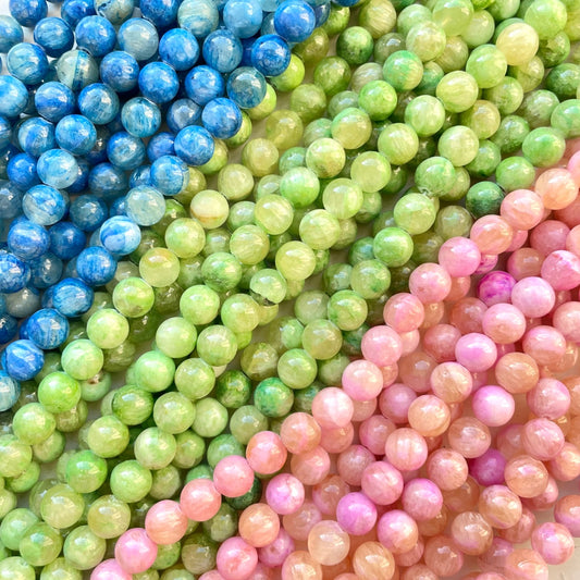 2 Strands/lot 10mm Blue Green Pink Gold Silk Jade Stone Round Beads Stone Beads New Beads Arrivals Round Jade Beads Charms Beads Beyond