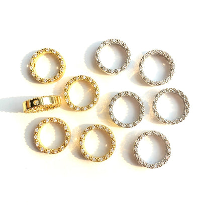 10-20-50pcs/lot 11.5mm CZ Paved Big Hole Round Spacers Mix Colors CZ Paved Spacers Big Hole Beads New Spacers Arrivals Rondelle Beads Wholesale Charms Beads Beyond