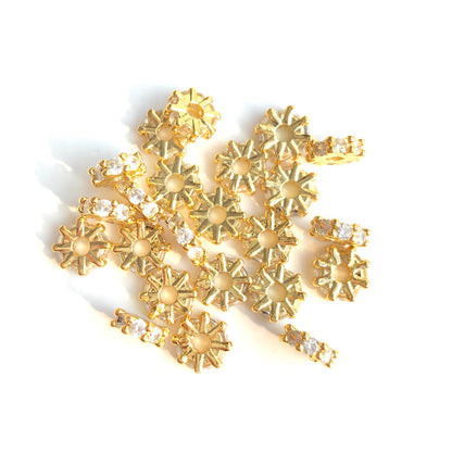 20-50pcs/lot 6*2mm CZ Paved Rondelle Wheel Spacers Gold CZ Paved Spacers New Spacers Arrivals Rondelle Beads Wholesale Charms Beads Beyond