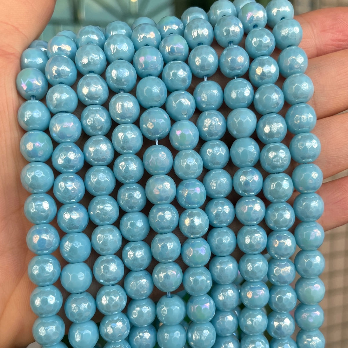 2 Strands/lot 8mm Electroplated Red White Orange Blue Black Pink Faceted Jade Stone Beads Blue Electroplated Beads Electroplated Faceted Jade Beads New Beads Arrivals Charms Beads Beyond