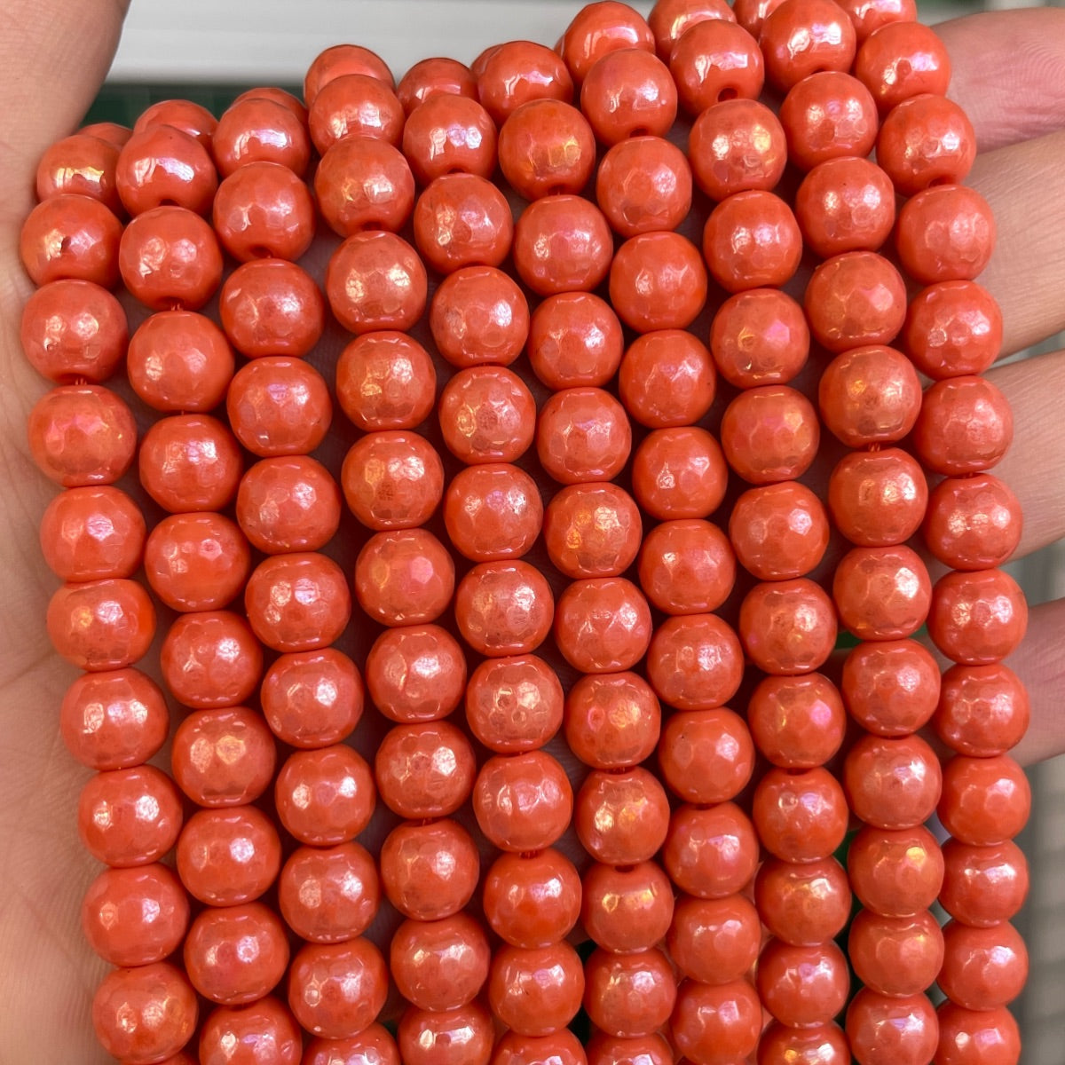 2 Strands/lot 8mm Electroplated Red White Orange Blue Black Pink Faceted Jade Stone Beads Orange Electroplated Beads Electroplated Faceted Jade Beads New Beads Arrivals Charms Beads Beyond