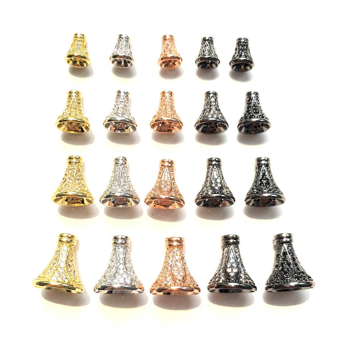 20pcs/lot 7/9/11/13mm CZ Paved Conical Beads Caps Tassel Caps Spacers CZ Paved Spacers Beads Caps New Spacers Arrivals Charms Beads Beyond