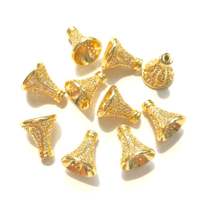 20pcs/lot 7/9/11/13mm CZ Paved Conical Beads Caps Tassel Caps Spacers Gold CZ Paved Spacers Beads Caps New Spacers Arrivals Charms Beads Beyond