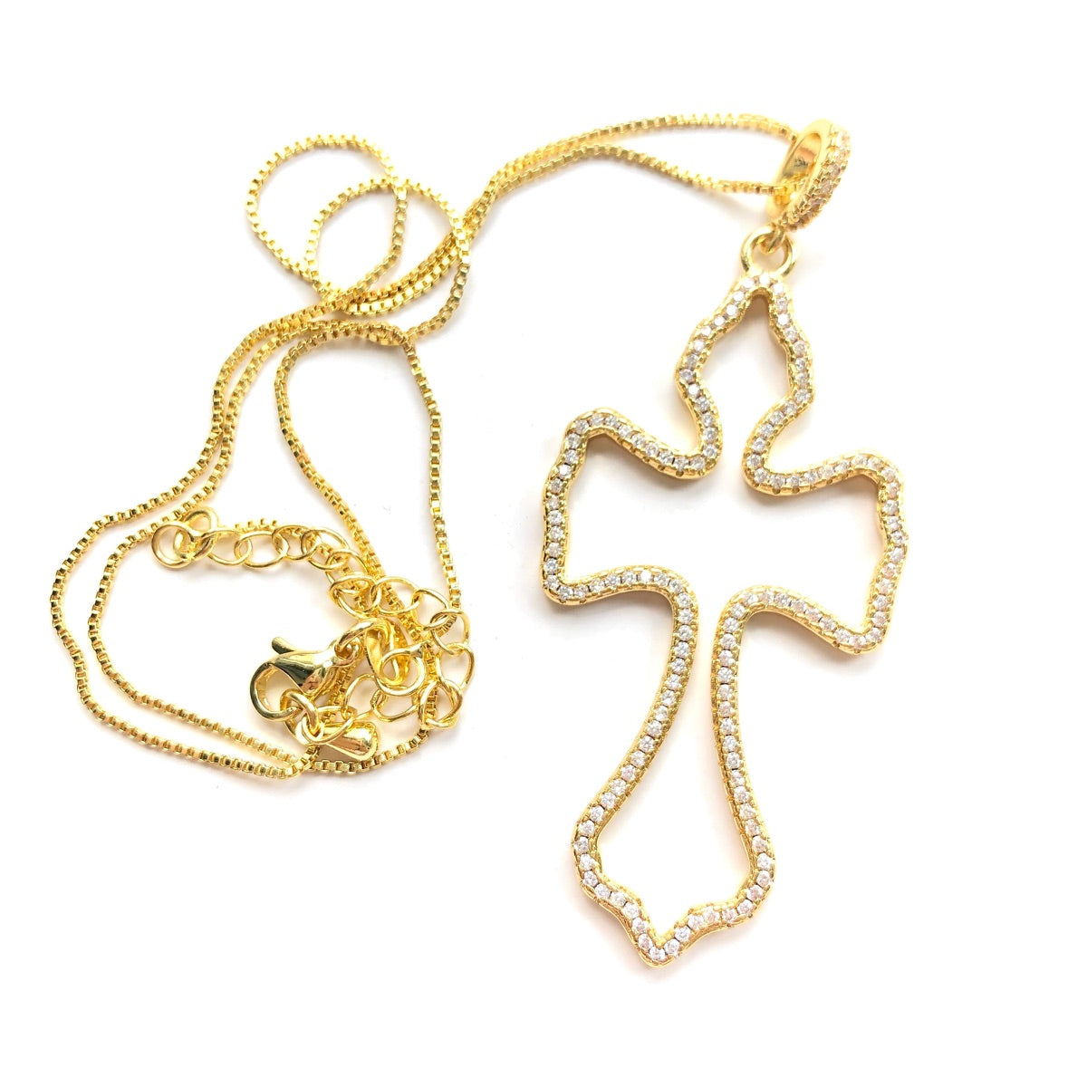 5pcs/lot CZ Paved Large Size Cross Necklaces Gold Necklaces Charms Beads Beyond