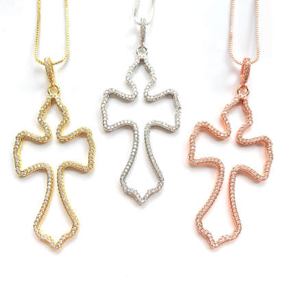 5pcs/lot CZ Paved Large Size Cross Necklaces Necklaces Charms Beads Beyond