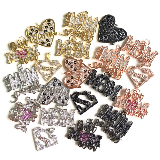 10pcs/lot CZ Pave Mother's Day Charms Bundle 2 Mix Random Styles & Colors-10pcs CZ Paved Charms Mix Charms Mother's Day Charms Beads Beyond