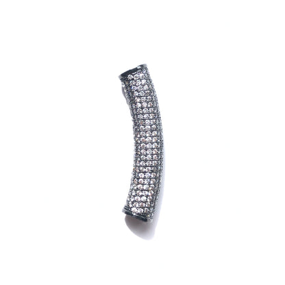 5-10pcs/lot 34.5* 6.8mm CZ Paved Long Tube Bar Spacers Clear on Black CZ Paved Spacers New Spacers Arrivals Tube Bar Centerpieces Charms Beads Beyond