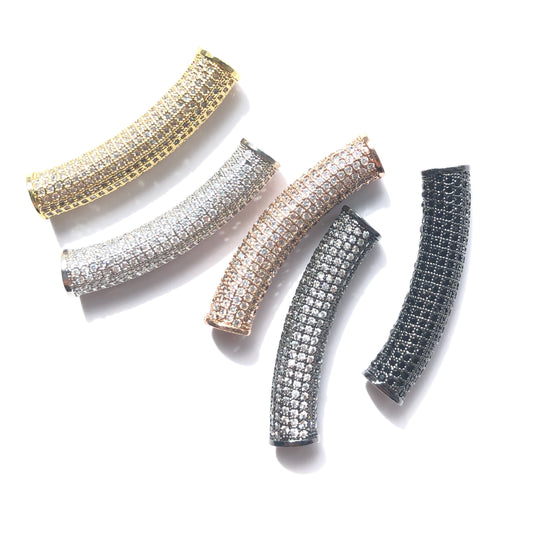 5-10pcs/lot 34.5* 6.8mm CZ Paved Long Tube Bar Spacers CZ Paved Spacers New Spacers Arrivals Tube Bar Centerpieces Charms Beads Beyond