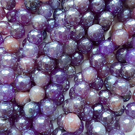 2 Strands/lot 10mm Electroplated Purple Banded Agate Faceted Stone Beads Electroplated Beads Electroplated Faceted Agate Beads New Beads Arrivals Charms Beads Beyond
