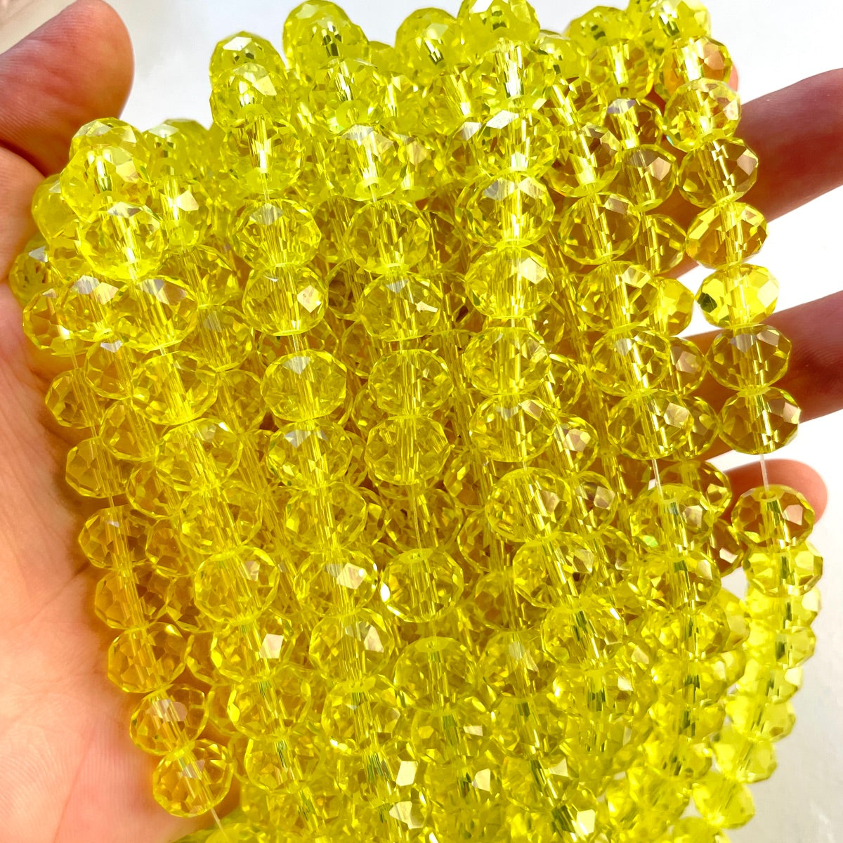 2 Strands/lot 10mm Clear Yellow Faceted Glass Beads Glass Beads Faceted Glass Beads Charms Beads Beyond