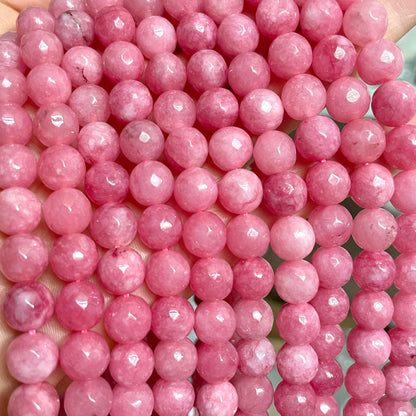 2 Strands/lot 10mm Pink Faceted Jade Stone Beads Stone Beads Faceted Jade Beads New Beads Arrivals Charms Beads Beyond