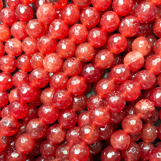 2 Strands/lot 10mm Clear Red Faceted Jade Stone Beads Stone Beads Faceted Jade Beads New Beads Arrivals Charms Beads Beyond