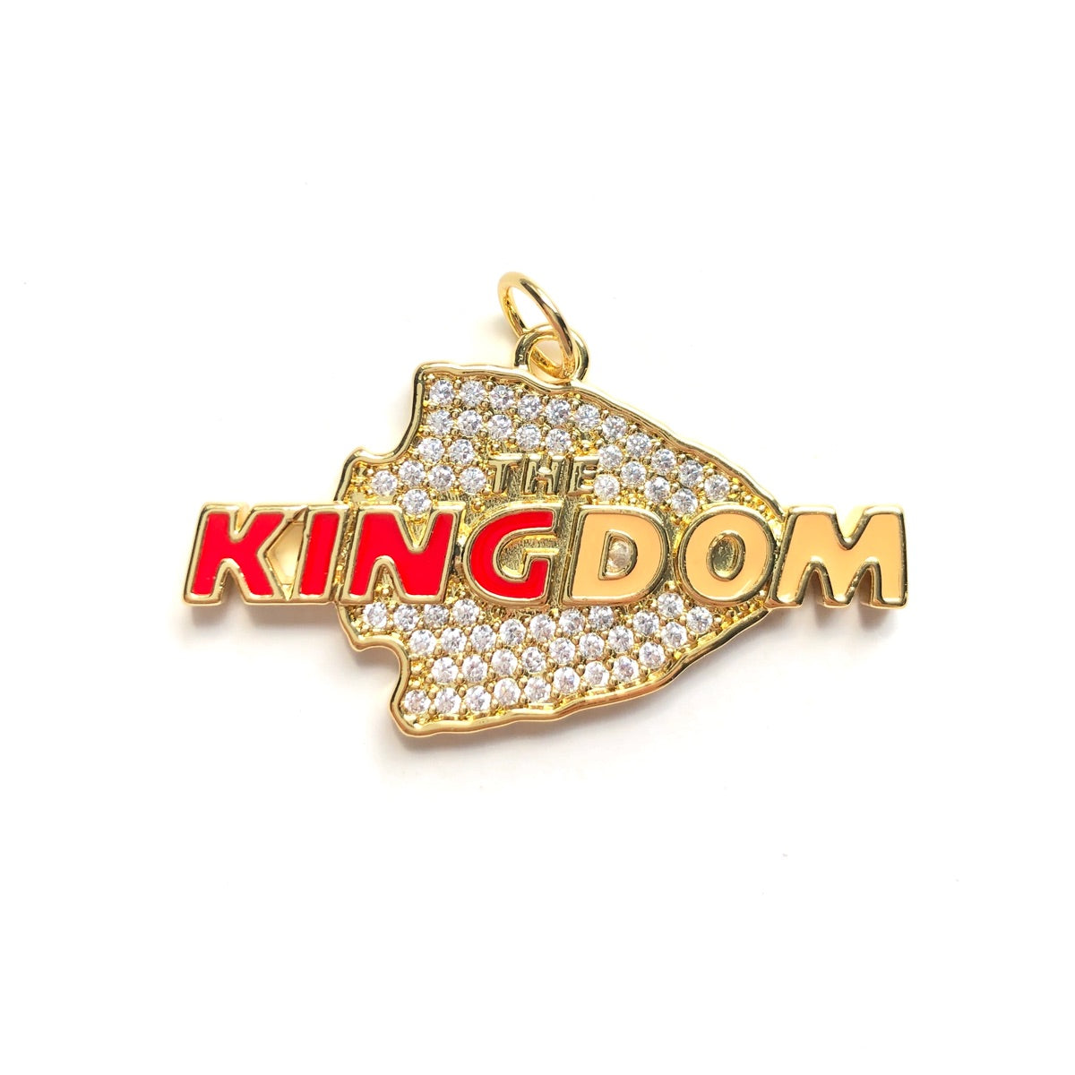 10pcs/lot CZ Paved Arrow Head The Chiefs Kingdom Football Charms Gold CZ Paved Charms American Football Sports New Charms Arrivals Charms Beads Beyond