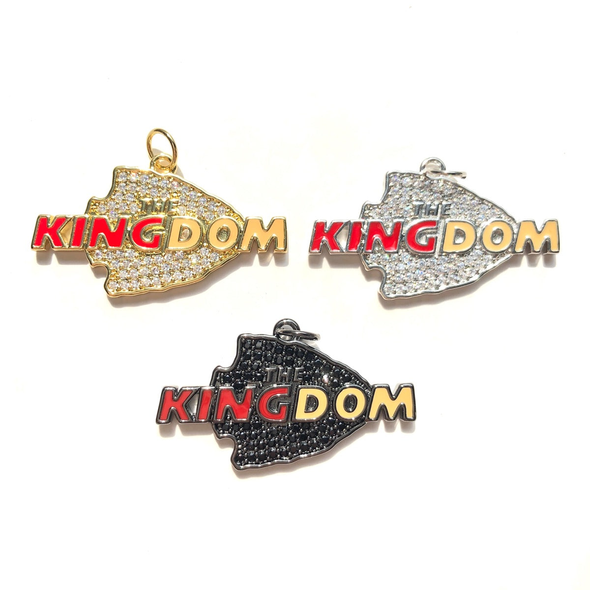 10pcs/lot CZ Paved Arrow Head The Chiefs Kingdom Football Charms Mix Colors CZ Paved Charms American Football Sports New Charms Arrivals Charms Beads Beyond