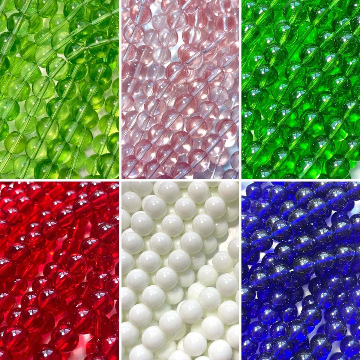 2 Strands/lot 10mm Pink Blue Green Red White Glass Round Beads Glass Beads Round Glass Beads Charms Beads Beyond