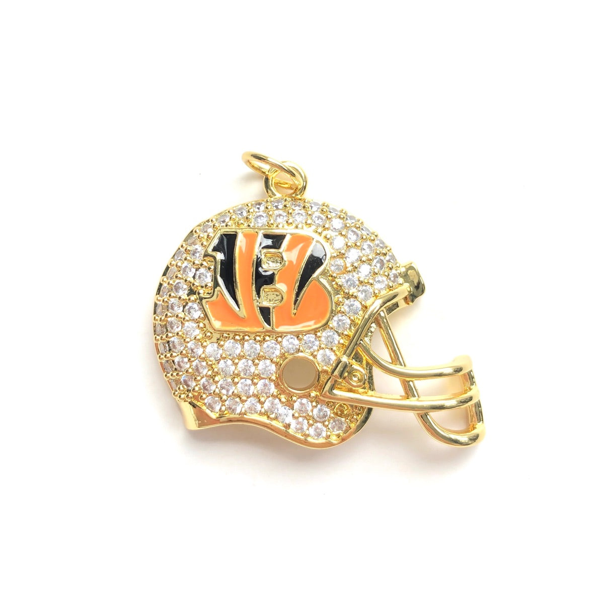 10pcs/lot Enamel Cincinnati Bengals Football Helmet Charms Gold CZ Paved Charms American Football Sports New Charms Arrivals Charms Beads Beyond