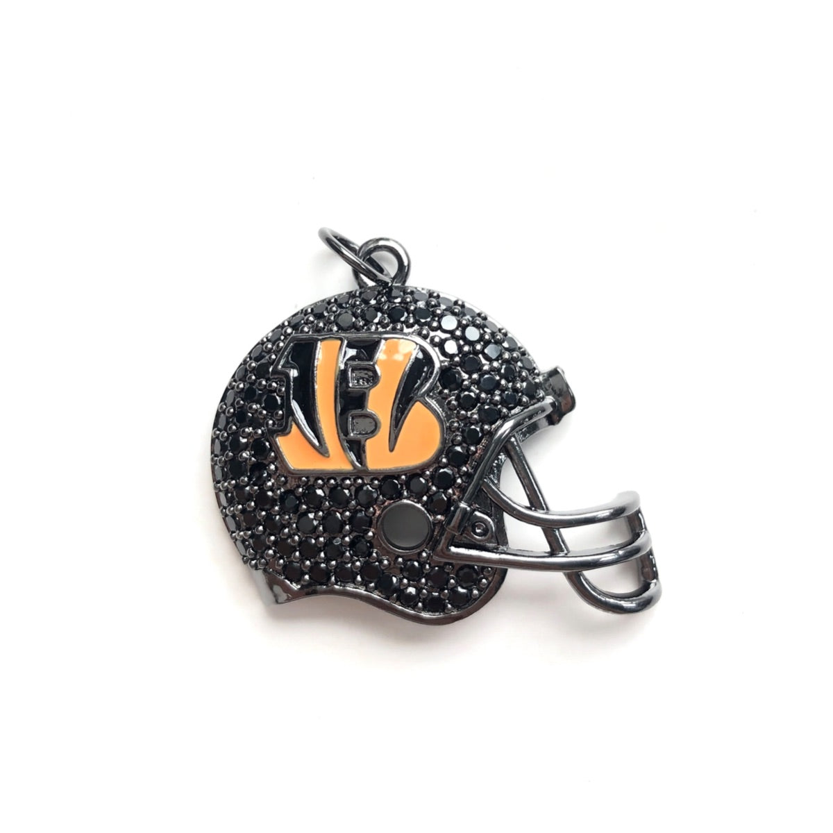 10pcs/lot Enamel Cincinnati Bengals Football Helmet Charms Black on Black CZ Paved Charms American Football Sports New Charms Arrivals Charms Beads Beyond