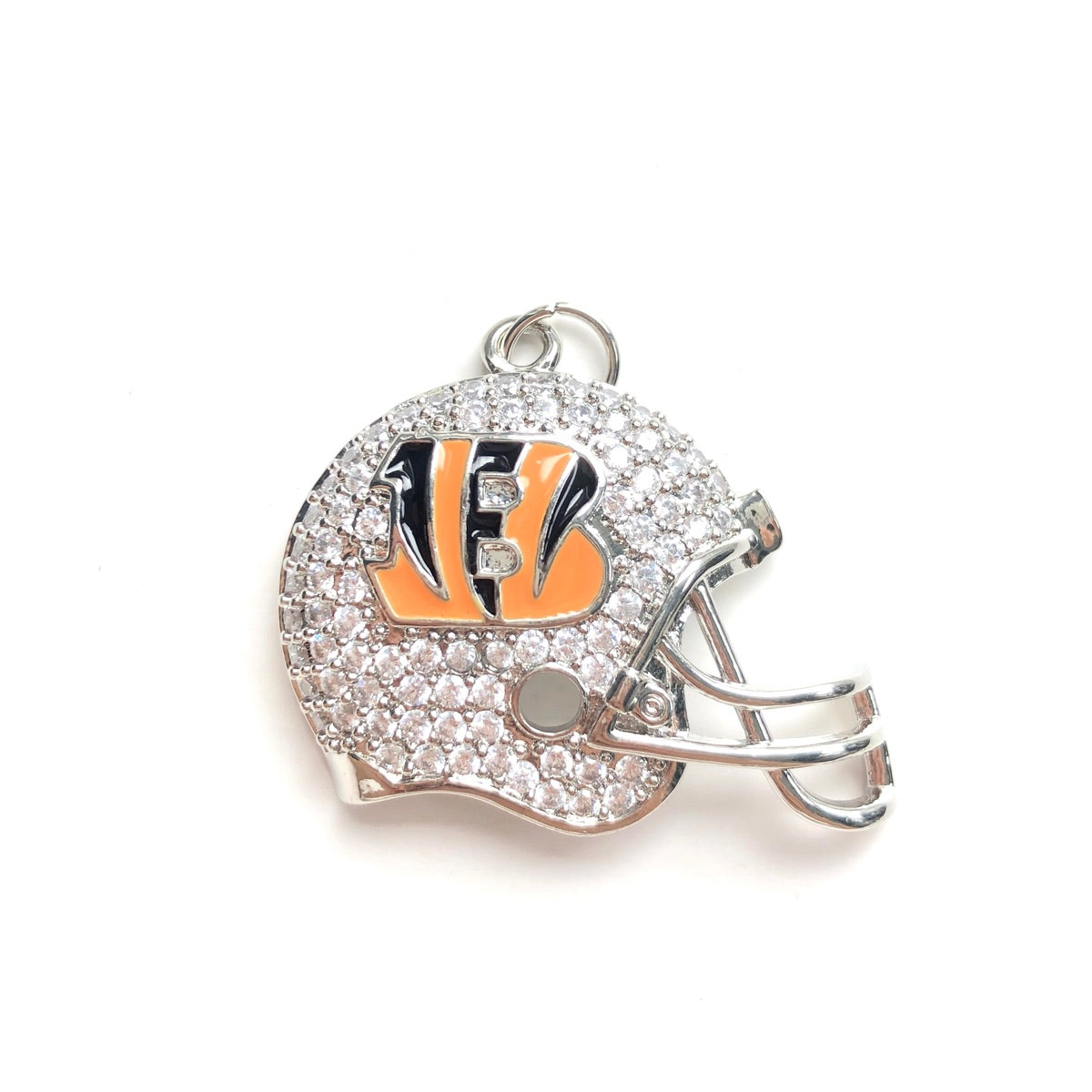 10pcs/lot Enamel Cincinnati Bengals Football Helmet Charms Silver CZ Paved Charms American Football Sports New Charms Arrivals Charms Beads Beyond