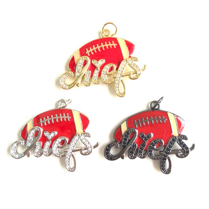 10pcs/lot CZ Paved I Love Chiefs Football Word Charms Mix Colors CZ Paved Charms American Football Sports New Charms Arrivals Charms Beads Beyond