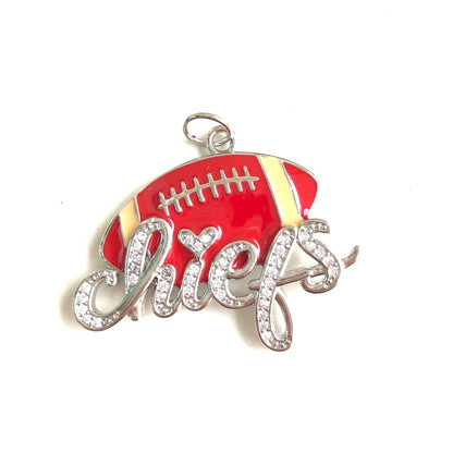 10pcs/lot CZ Paved I Love Chiefs Football Word Charms CZ Paved Charms American Football Sports New Charms Arrivals Charms Beads Beyond