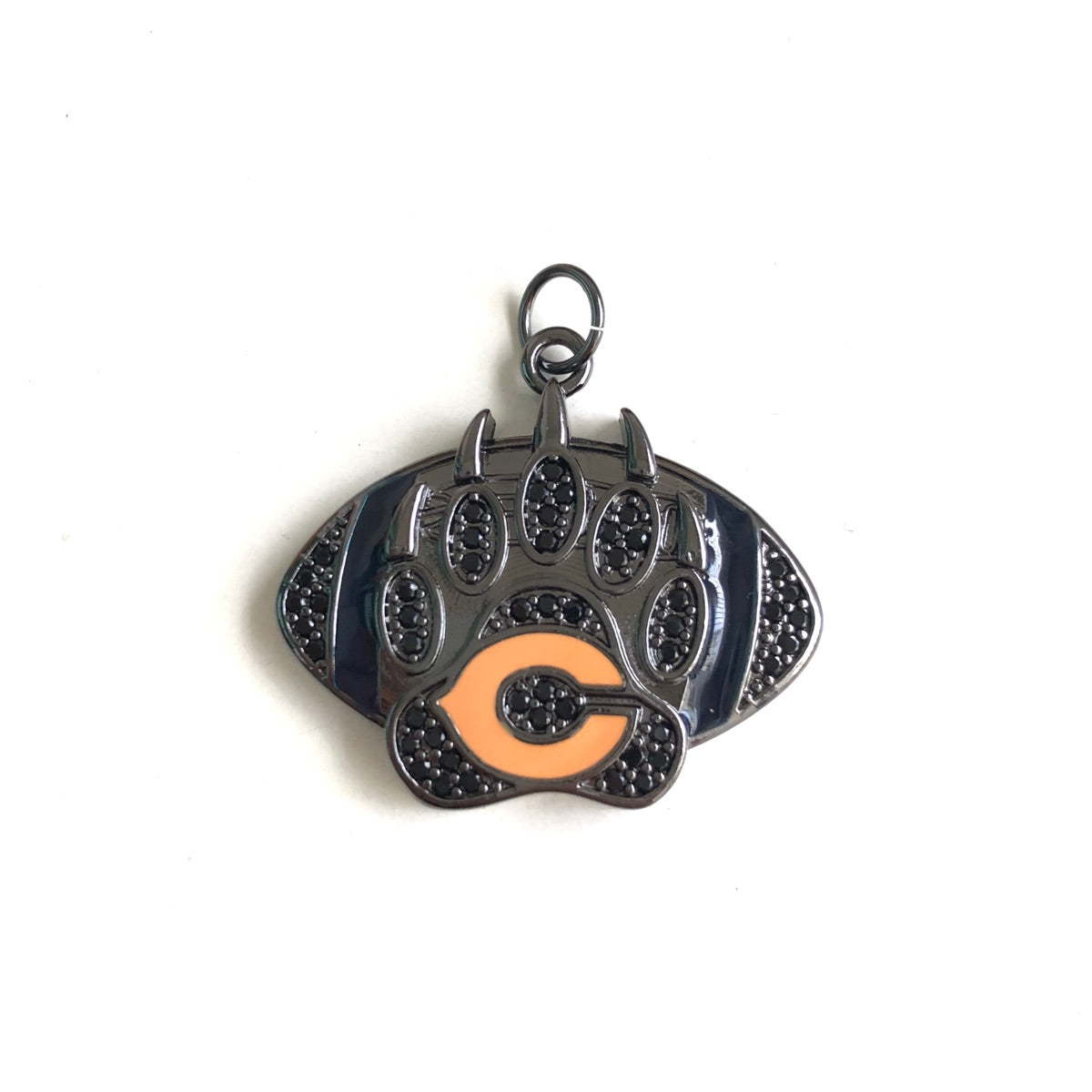 10pcs/lot CZ Paved Chicago Bears American Football Charms Black on Black CZ Paved Charms American Football Sports New Charms Arrivals Charms Beads Beyond