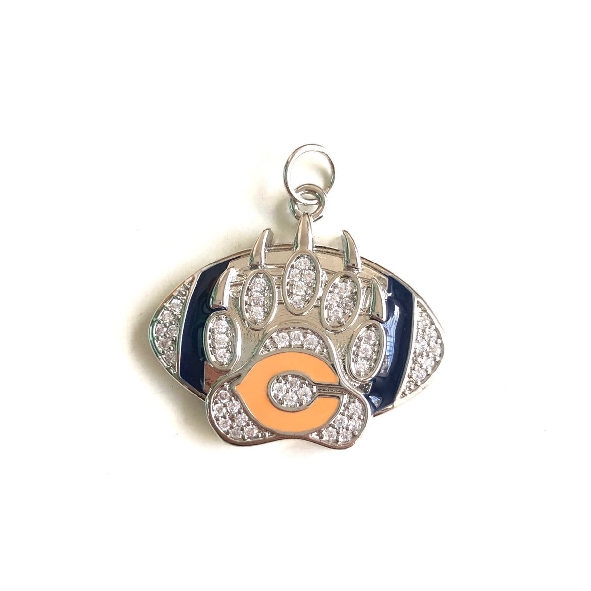 10pcs/lot CZ Paved Chicago Bears American Football Charms Silver CZ Paved Charms American Football Sports New Charms Arrivals Charms Beads Beyond