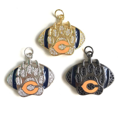 10pcs/lot CZ Paved Chicago Bears American Football Charms Mix Colors CZ Paved Charms American Football Sports New Charms Arrivals Charms Beads Beyond