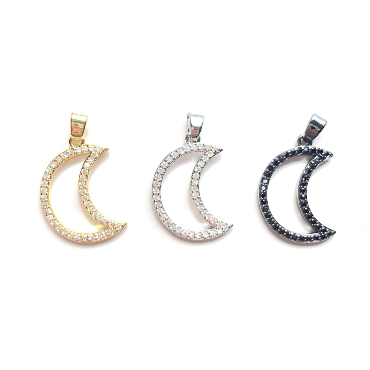 10pcs/lot CZ Paved Hollow Moon Charms Mix Colors CZ Paved Charms New Charms Arrivals Sun Moon Stars Charms Beads Beyond