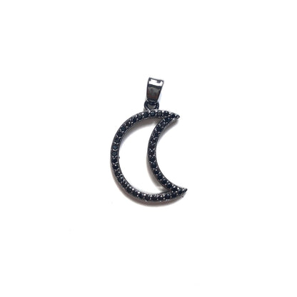 10pcs/lot CZ Paved Hollow Moon Charms Black on Black CZ Paved Charms New Charms Arrivals Sun Moon Stars Charms Beads Beyond