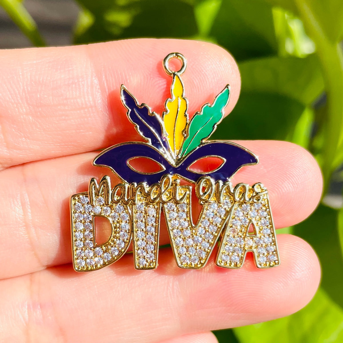 10pcs/lot CZ Paved Mardi Gras Diva Word Charm Pendants CZ Paved Charms Mardi Gras New Charms Arrivals Charms Beads Beyond