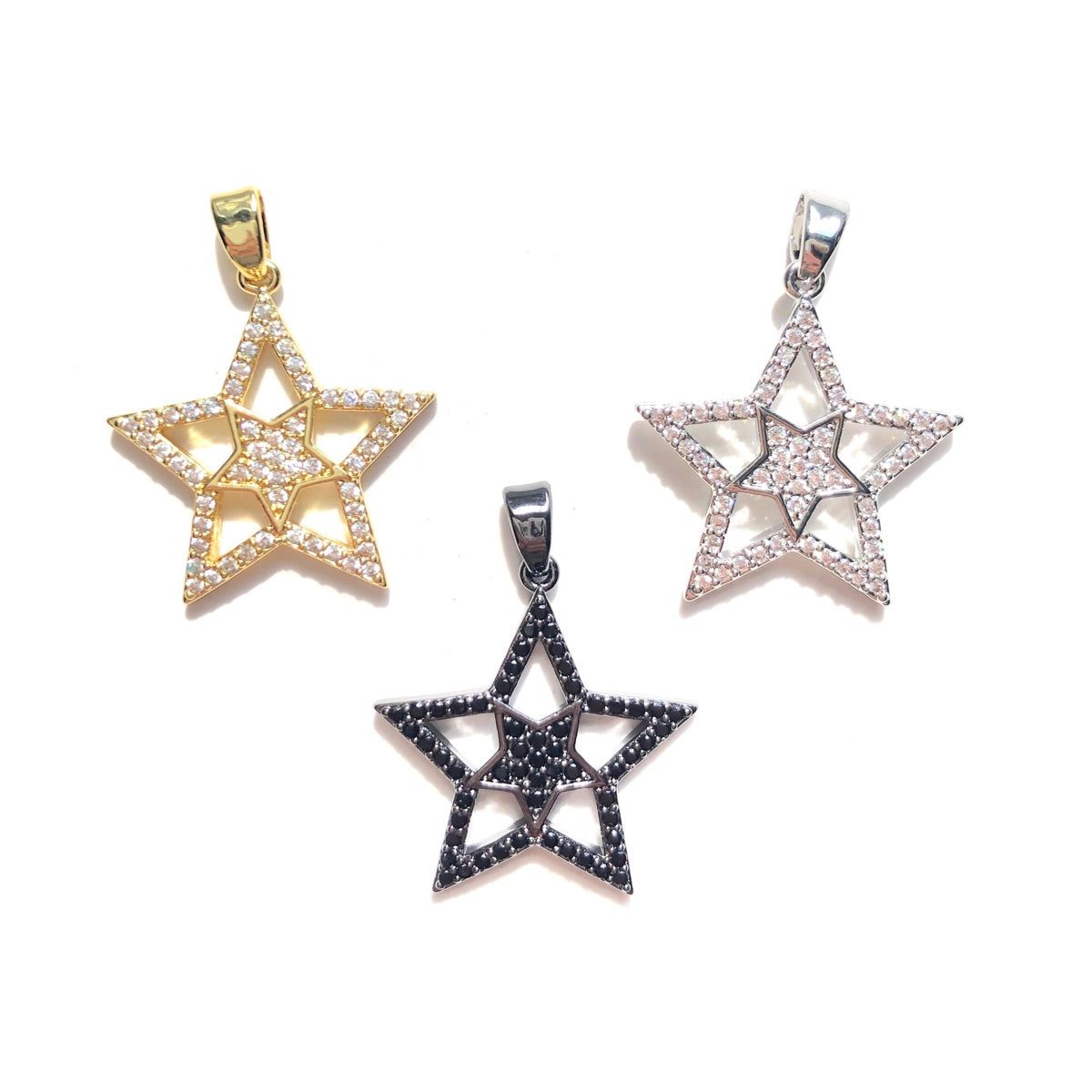 10pcs/lot CZ Paved Hollow Star Charms Mix Colors CZ Paved Charms New Charms Arrivals Sun Moon Stars Charms Beads Beyond