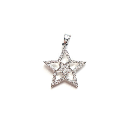 10pcs/lot CZ Paved Hollow Star Charms Silver CZ Paved Charms New Charms Arrivals Sun Moon Stars Charms Beads Beyond