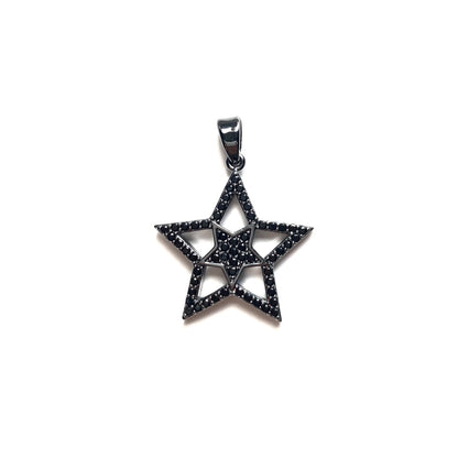 10pcs/lot CZ Paved Hollow Star Charms Black on Black CZ Paved Charms New Charms Arrivals Sun Moon Stars Charms Beads Beyond