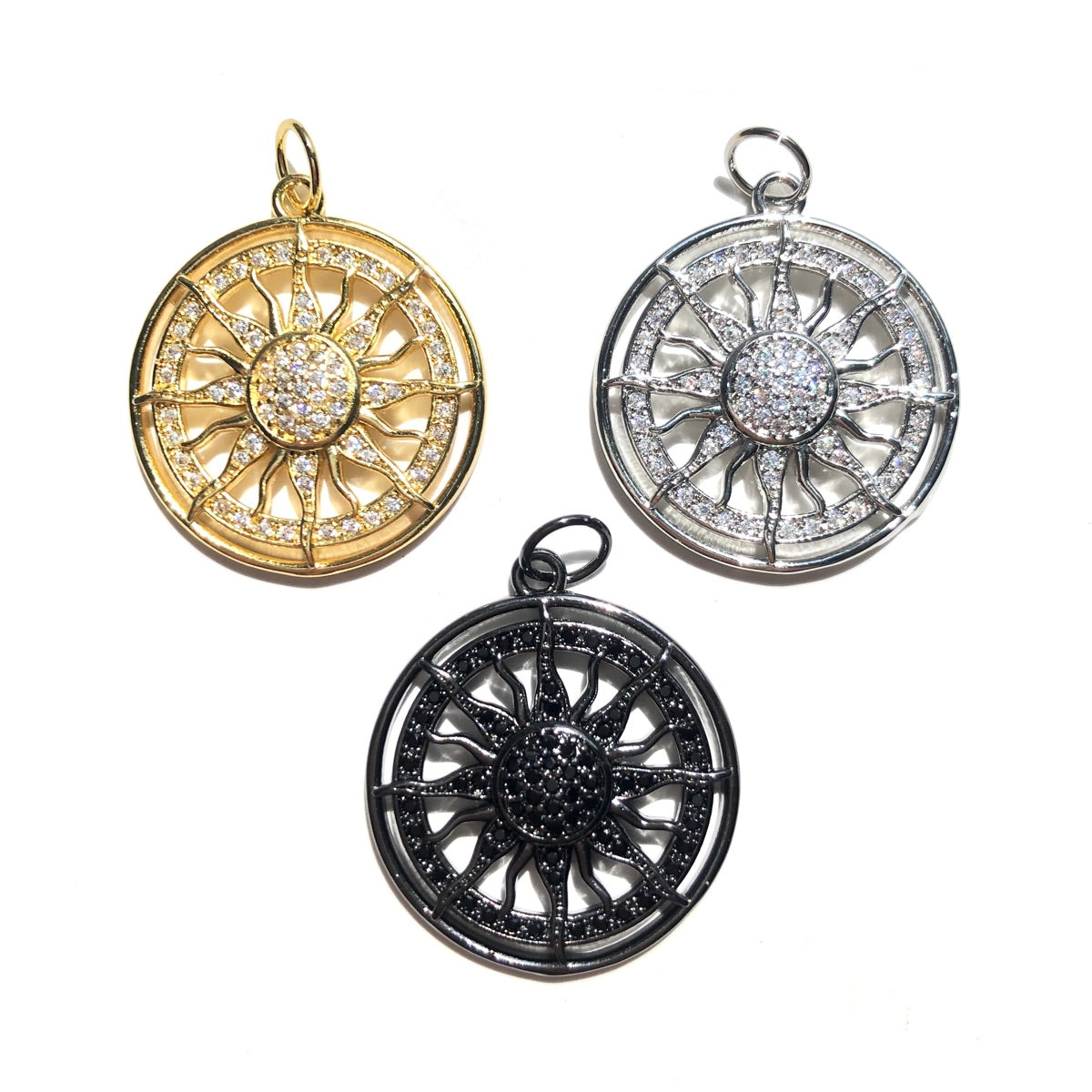 10pcs/lot CZ Paved Round Sun Charms CZ Paved Charms New Charms Arrivals Sun Moon Stars Charms Beads Beyond