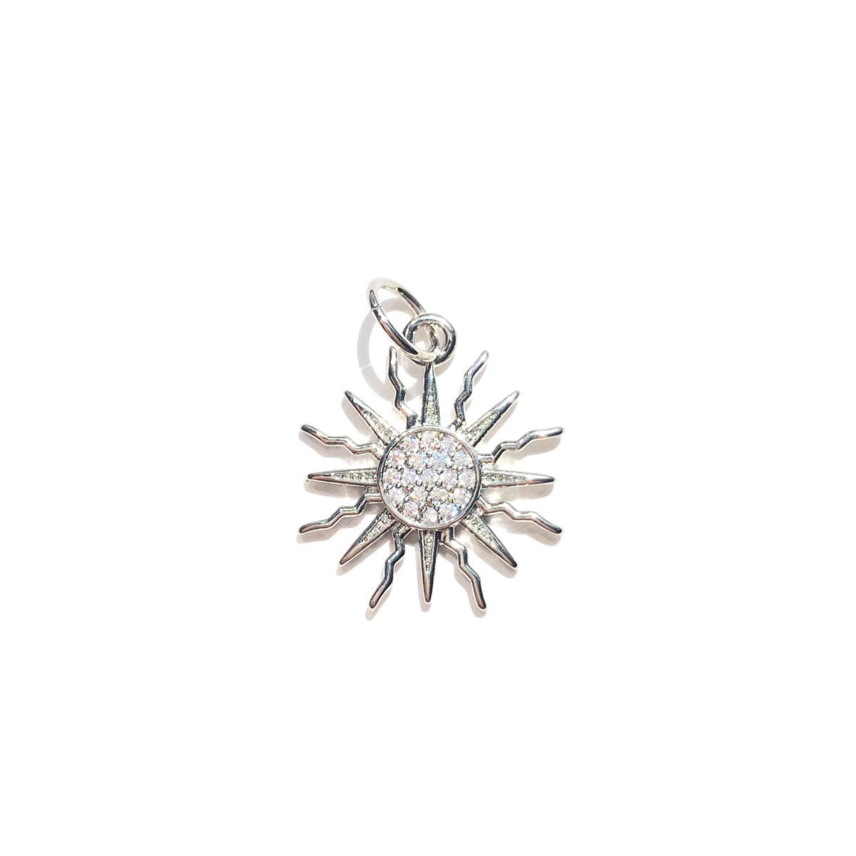 10pcs/lot 18.5*16mm Small Size CZ Paved Sun Charms Silver CZ Paved Charms New Charms Arrivals Small Sizes Sun Moon Stars Charms Beads Beyond