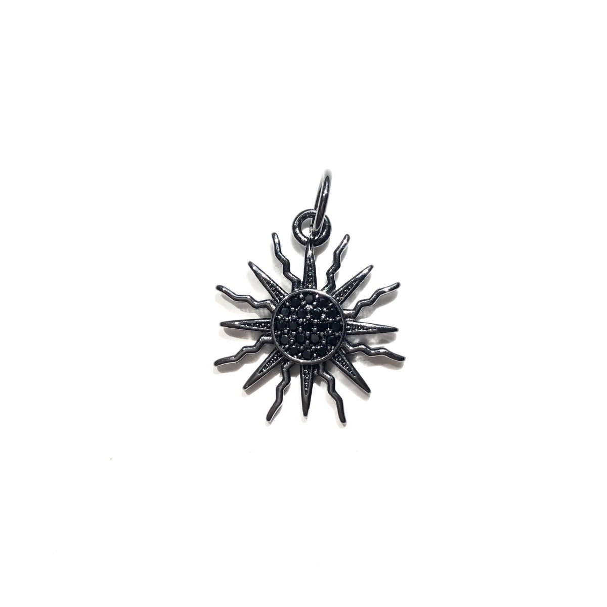 10pcs/lot 18.5*16mm Small Size CZ Paved Sun Charms Black on Black CZ Paved Charms New Charms Arrivals Small Sizes Sun Moon Stars Charms Beads Beyond