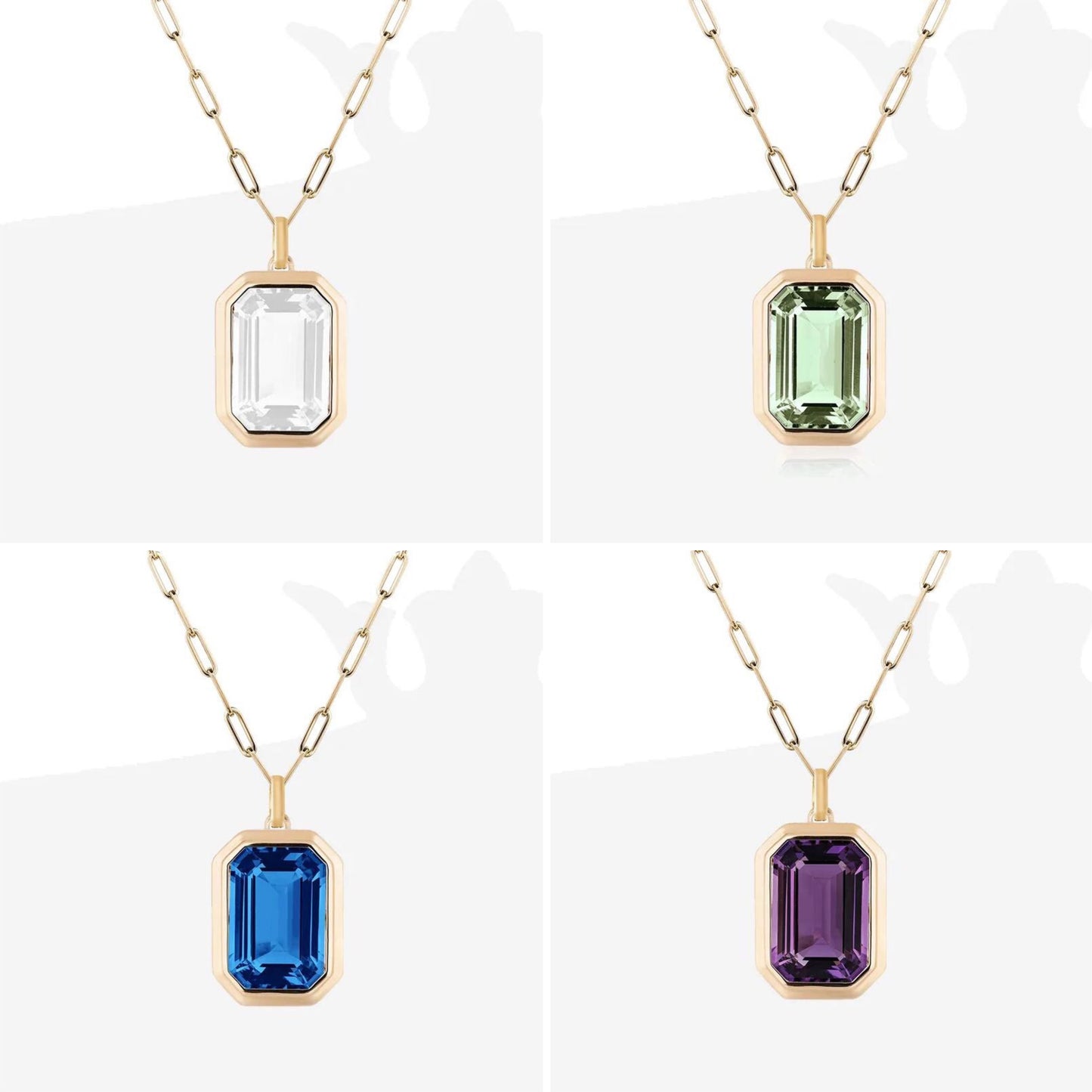 5pcs/lot Square Zirconia Pendant Stainless Steel Link Chain Necklaces Mix Colors Necklaces Love & Heart Necklaces Charms Beads Beyond