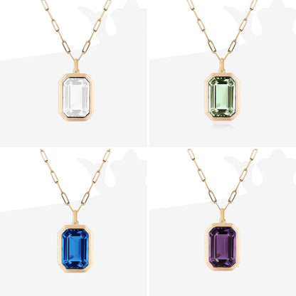 5pcs/lot Square Zirconia Pendant Stainless Steel Link Chain Necklaces Mix Colors Necklaces Love & Heart Necklaces Charms Beads Beyond