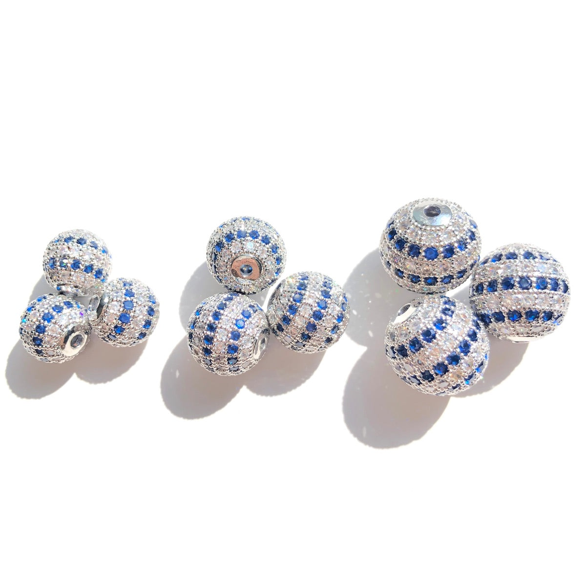 10pcs/lot 10-12-14mm Clear Blue CZ Paved Ball Beads Spacers CZ Paved Spacers 10mm Beads Ball Beads New Spacers Arrivals Charms Beads Beyond