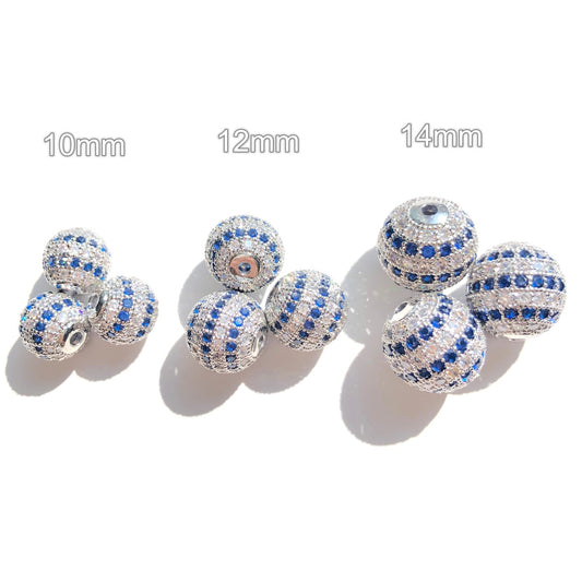 10pcs/lot 10-12-14mm Clear Blue CZ Paved Ball Beads Spacers CZ Paved Spacers 10mm Beads Ball Beads New Spacers Arrivals Charms Beads Beyond