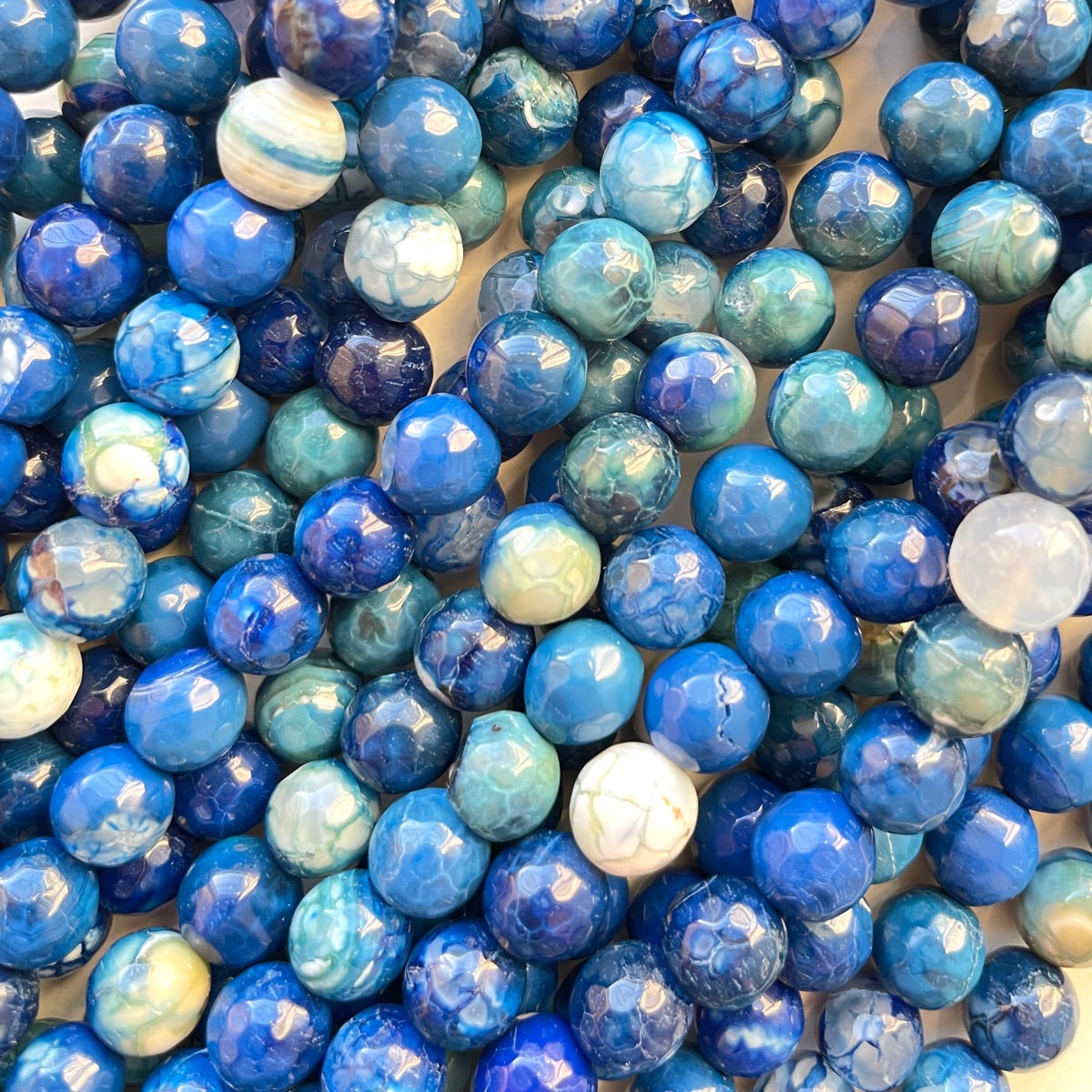 2 Strands/lot 8mm Colorful Cracked Fire Agate Faceted Stone Beads Blue Stone Beads 8mm Stone Beads Faceted Agate Beads New Beads Arrivals Charms Beads Beyond