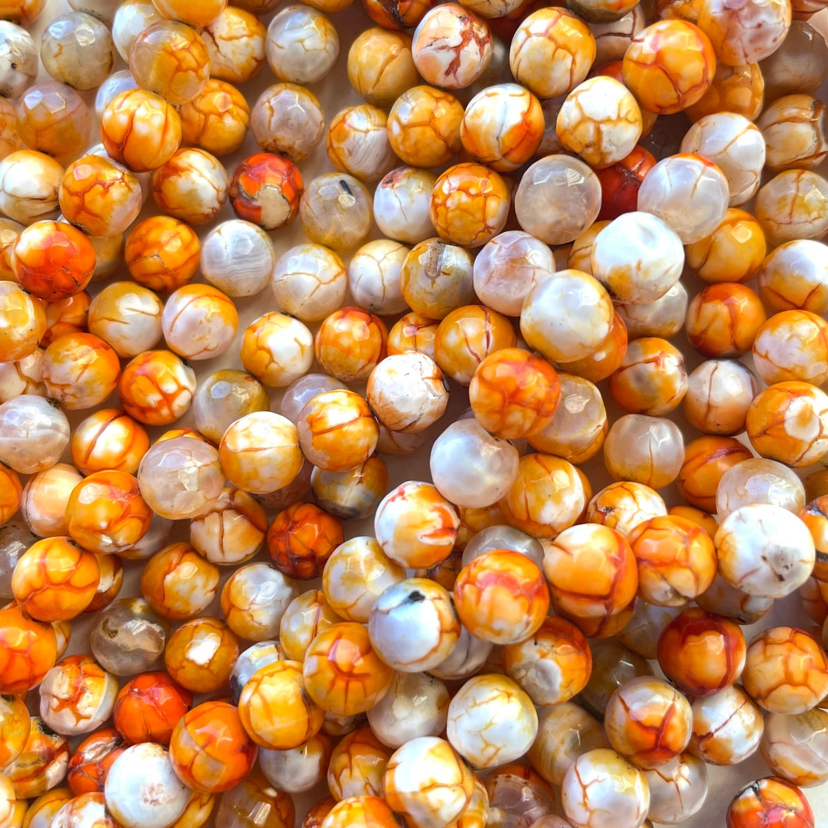 2 Strands/lot 8mm Colorful Cracked Fire Agate Faceted Stone Beads Yellow Stone Beads 8mm Stone Beads Faceted Agate Beads New Beads Arrivals Charms Beads Beyond