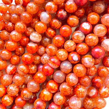 2 Strands/lot 10mm Colorful Cracked Fire Agate Round Stone Beads Orange Stone Beads New Beads Arrivals Round Agate Beads Charms Beads Beyond