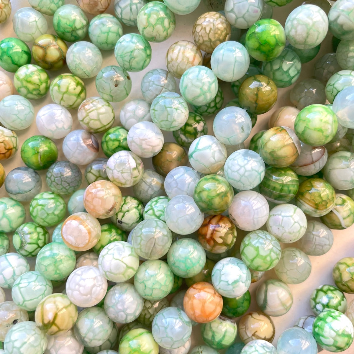 2 Strands/lot 10mm Colorful Cracked Fire Agate Round Stone Beads Green Stone Beads New Beads Arrivals Round Agate Beads Charms Beads Beyond