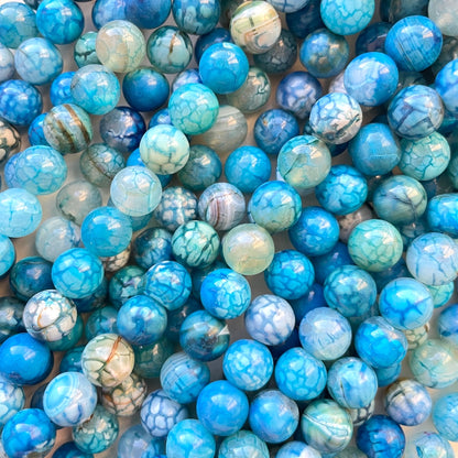 2 Strands/lot 10mm Colorful Cracked Fire Agate Round Stone Beads Light Blue Stone Beads New Beads Arrivals Round Agate Beads Charms Beads Beyond