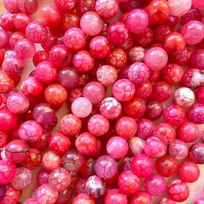 2 Strands/lot 10mm Colorful Cracked Fire Agate Round Stone Beads Pink Stone Beads New Beads Arrivals Round Agate Beads Charms Beads Beyond