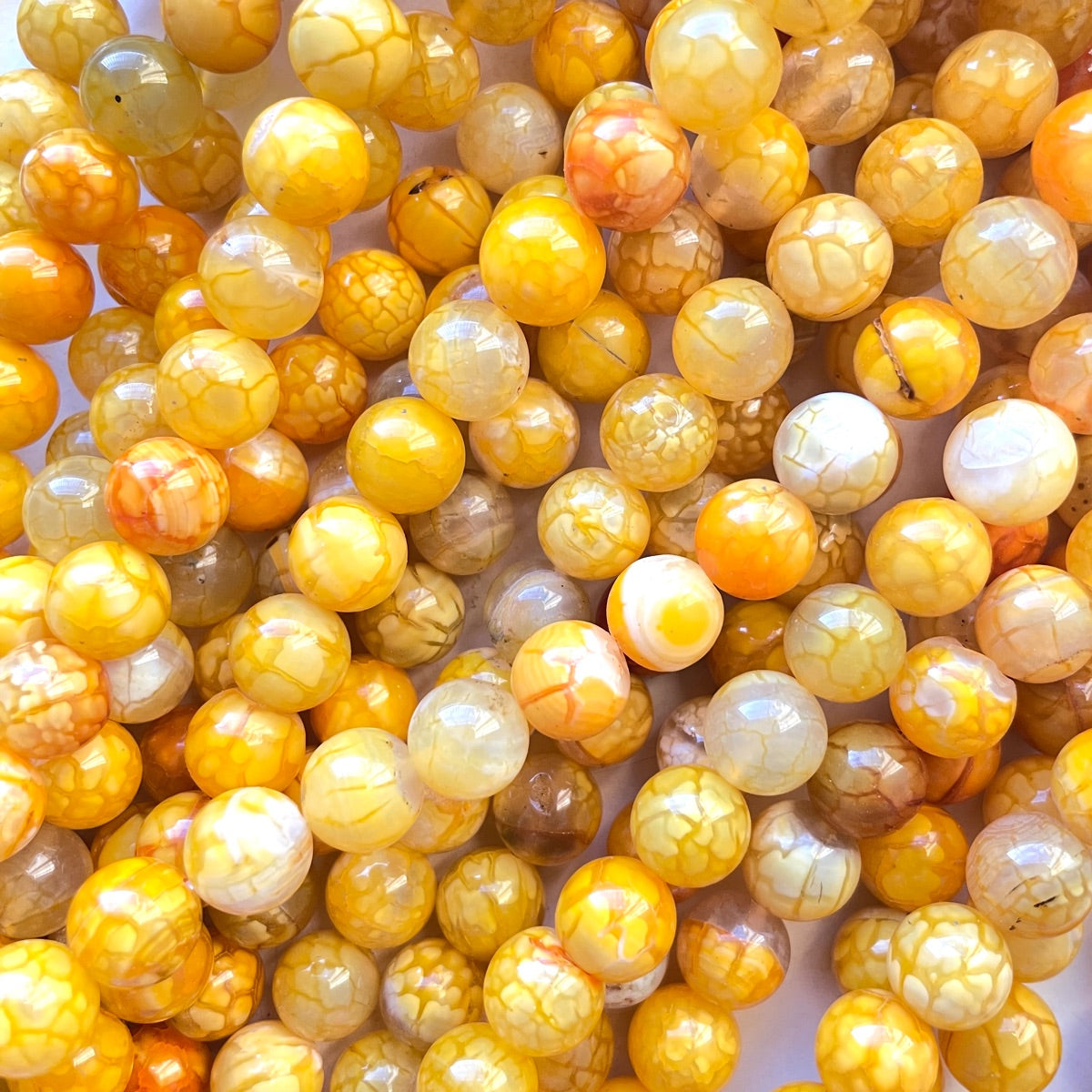 2 Strands/lot 10mm Colorful Cracked Fire Agate Round Stone Beads Yellow Stone Beads New Beads Arrivals Round Agate Beads Charms Beads Beyond