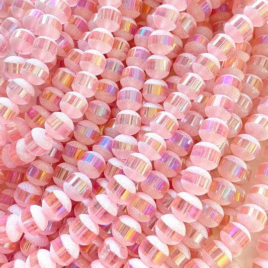 2 Strands/lot 10mm Electroplated Half Matte Round Glass Beads-Pink Glass Beads Round Glass Beads Charms Beads Beyond