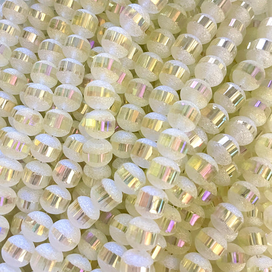 2 Strands/lot 10mm Electroplated Half Matte Round Glass Beads-Light Yellow Glass Beads Round Glass Beads Charms Beads Beyond