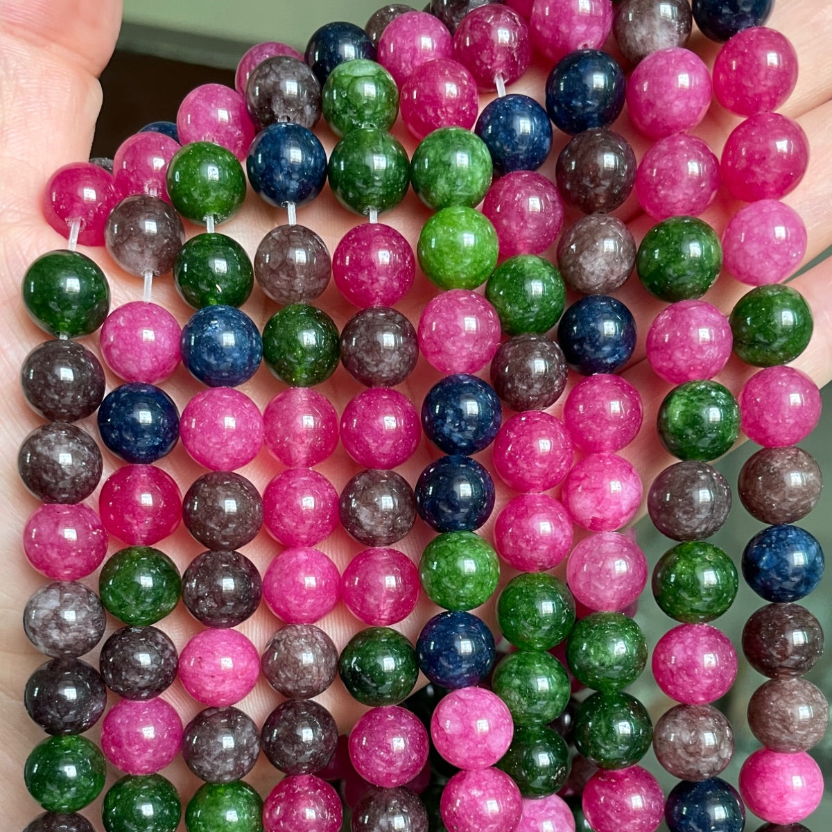 2 Strands/lot 10 Multicolor Hot Pink Brown Blue Green Chalcedony Jade Round Stone Beads Stone Beads New Beads Arrivals Other Stone Beads Charms Beads Beyond